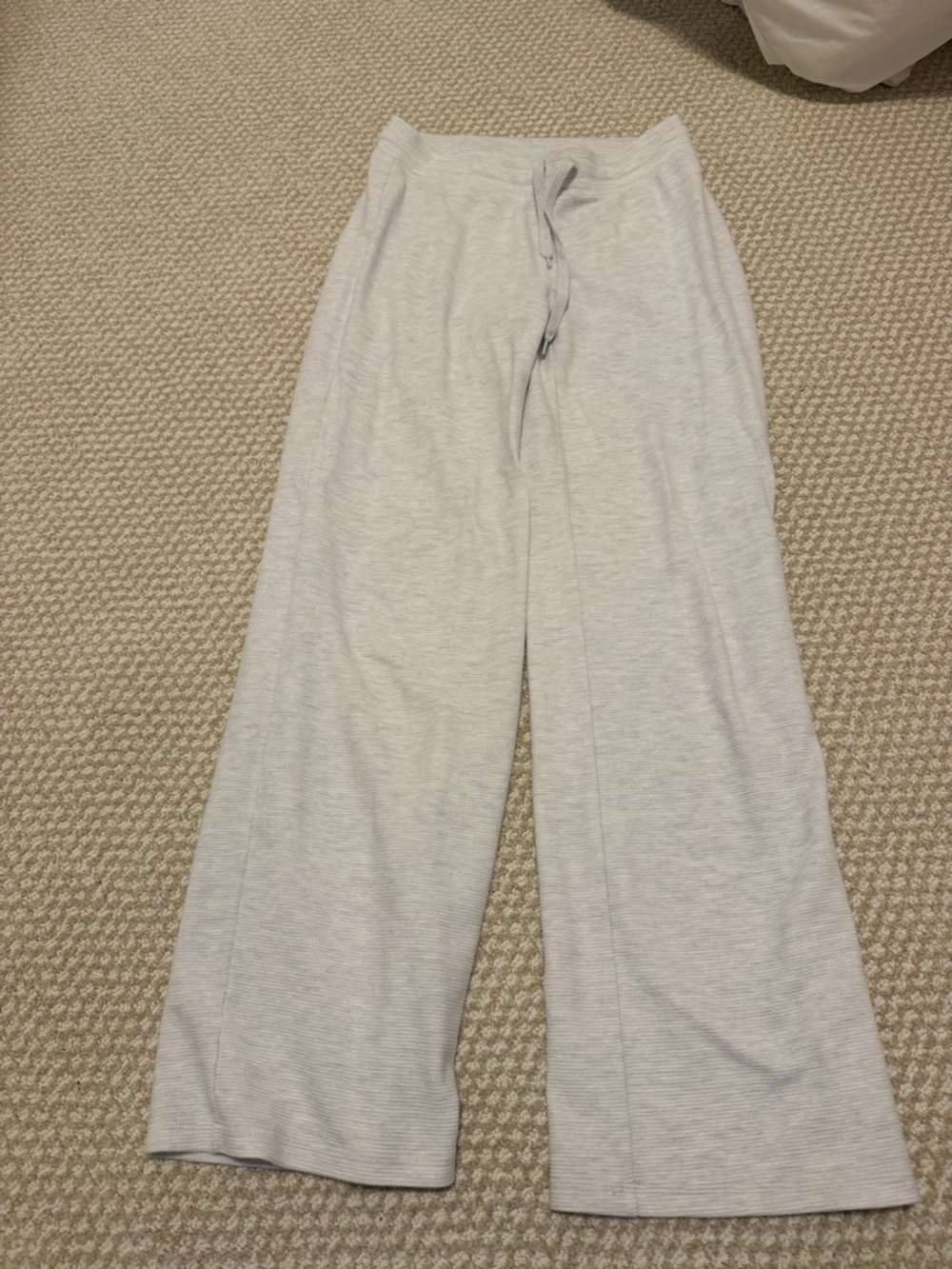 Aritzia TNA Wafflex White Waffle-Knit Lounge Top